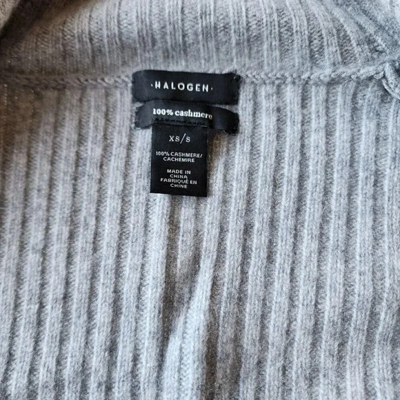 Halogen 100% Cashmere Cardigan Sweater Gray Open Front Rib-Knit Size XS - Picture 5 of 12